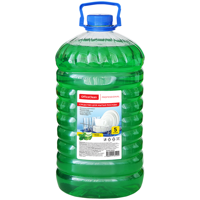 Средство для мытья посуды OfficeClean Профессиональное "Алоэ и зеленый чай", ПЭТ, 5л (Спейс) 246161/П ЧЕСТНЫЙ ЗНАК