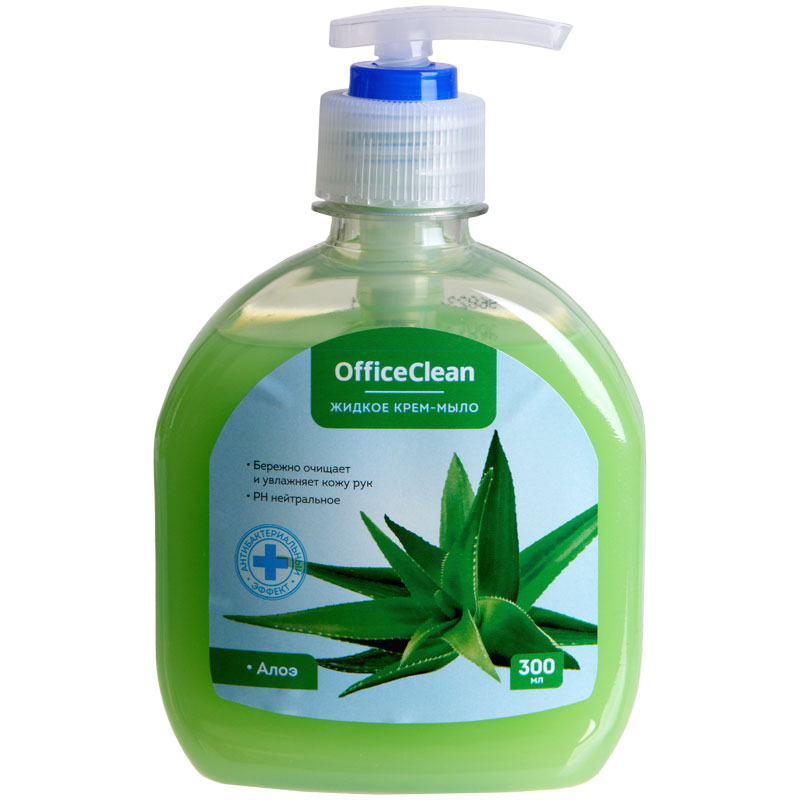 Мыло-крем жидкое OfficeClean "Алоэ антибактериальное", с дозатором, 300мл 319532 ЧЕСТНЫЙ ЗНАК