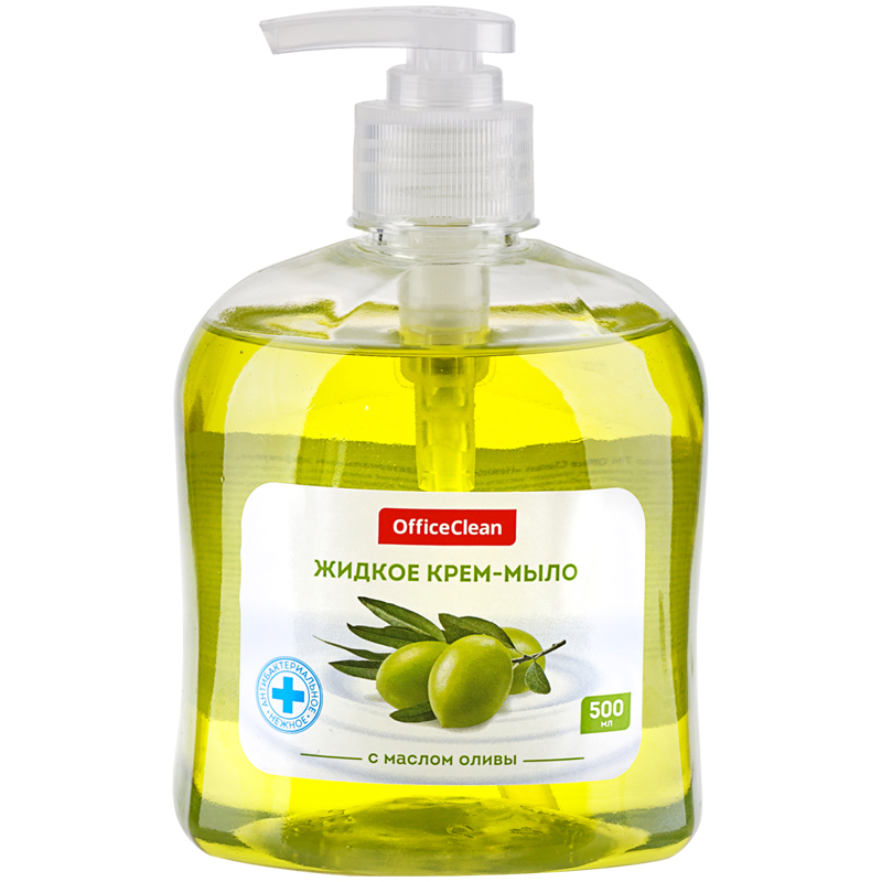 Мыло-крем жидкое OfficeClean "Нежное", антибактериальное, с маслом оливы, с дозатором, 500мл 281354 ЧЕСТНЫЙ ЗНАК