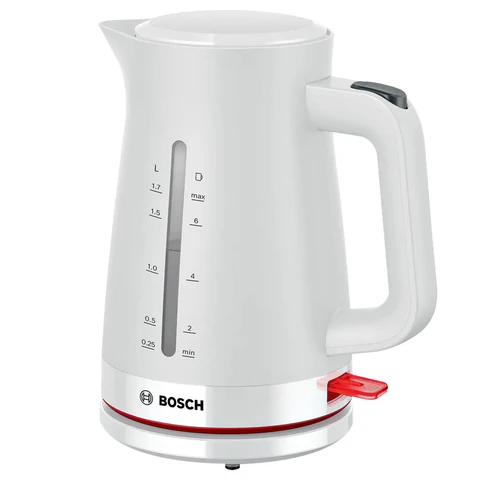 Чайник BOSCH TWK3M121, 1,7 л, 2400 Вт, закрытый нагревательный элемент, пластик, белый 458594 - МСК «Форвард»