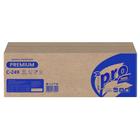 Бумага туалетная листовая 250 шт., PROtissue (T3) PREMIUM, 2-слойная, белая, 22,5х11 см, КОМПЛЕКТ 40 пачек, C249, С249 114330 минпромторг - МСК «Форвард»