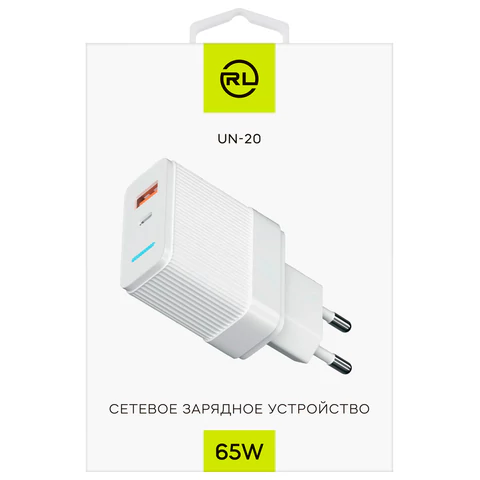 Зарядное устройство быстрое сетевое (220 В) USB QC3.0+Type-C PD 65 Вт, 3 А, RED LINE, УТ000033860 513967 - МСК «Форвард»