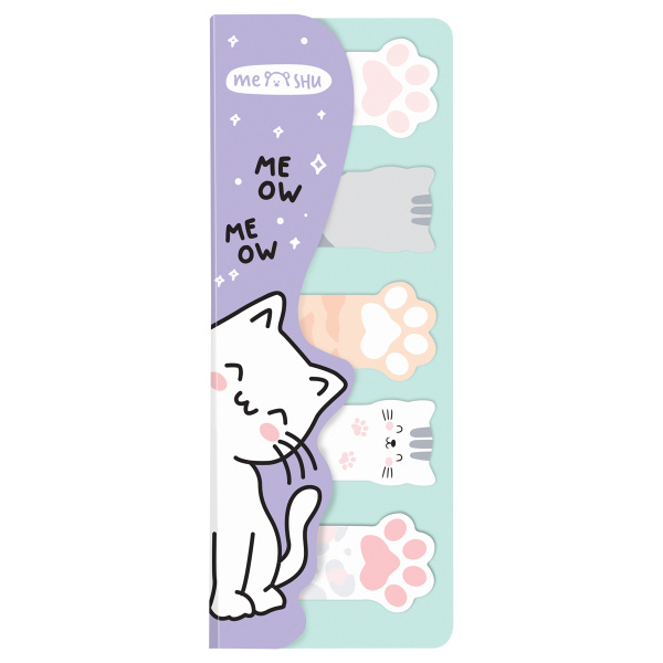 Флажки-закладки MESHU "Лапки", 20л*5 цветов, европодвес MS_54265 362698
