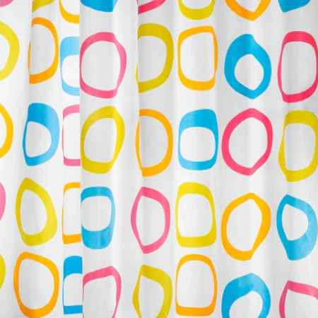 Шторка для ванной ПОЛИЭСТЕР, 180х200 см, кольца в комплекте, КРУГИ, PRIMILA (ПРИМИЛА), 700086 - МСК «Форвард»