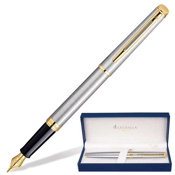 Ручка перьевая Waterman "Hemisphere Stainless Steel GT" синяя, 0,8мм, подарочная упаковка S0920310 184187
