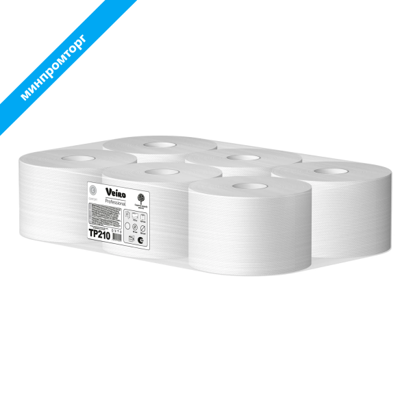 Бумага туалетная 215м, VEIRO (Система T8), КОМПЛЕКТ 6шт, с центр. вытяжкой, Comfort, 2-сл, TP210  127088