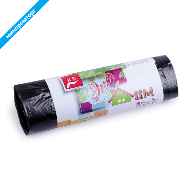 Мешки д/мусора 30л, черные, в рулоне 20шт, ПНД, 6мкм, 50х60см, КОНЦЕПЦИЯ БЫТА "ЭкоДом", 2098  601348