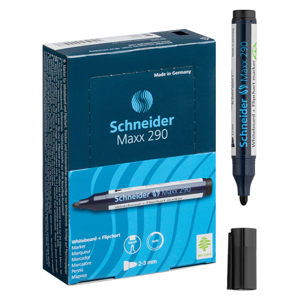 Маркер для белых досок и флипчартов Schneider "Maxx 290" черный, пулевидный, 3мм 129001 029073 - МСК «Форвард»