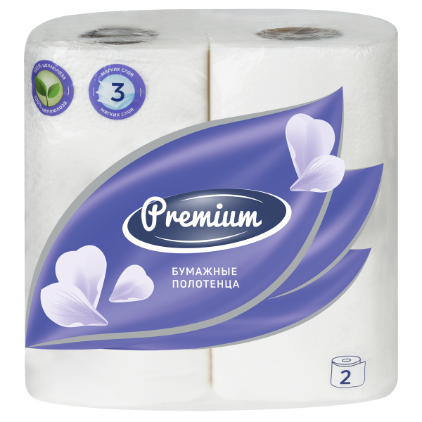 Полотенца бумажные в рулонах OfficeClean "Premium", 3-слойные, 11м/рул., тиснение, белые, 2шт 279677