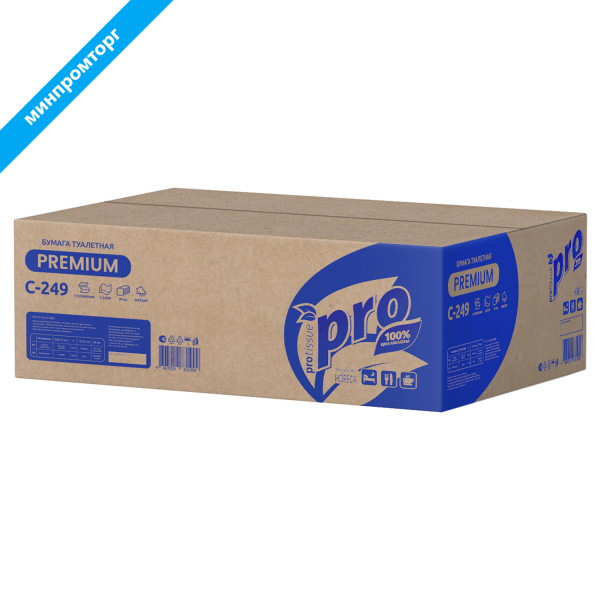Бумага туалетная листовая 250 шт., PROtissue (T3) PREMIUM, 2-слойная, белая, 22,5х11 см, КОМПЛЕКТ 40 пачек, C249, С249 114330 минпромторг