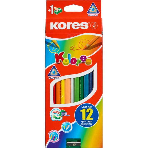 Карандаши цветные Kores Kolores 12 цв трёхгранные + точилка 93312.01 128902 - МСК «Форвард»