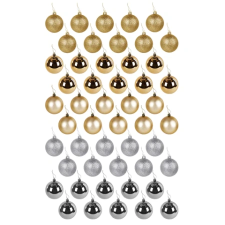 Шары елочные НАБОР 50 шт., 6 см, "Gold&Silver Spark", пластик, золото/серебро, ЗОЛОТАЯ СКАЗКА, 592452 - МСК «Форвард»