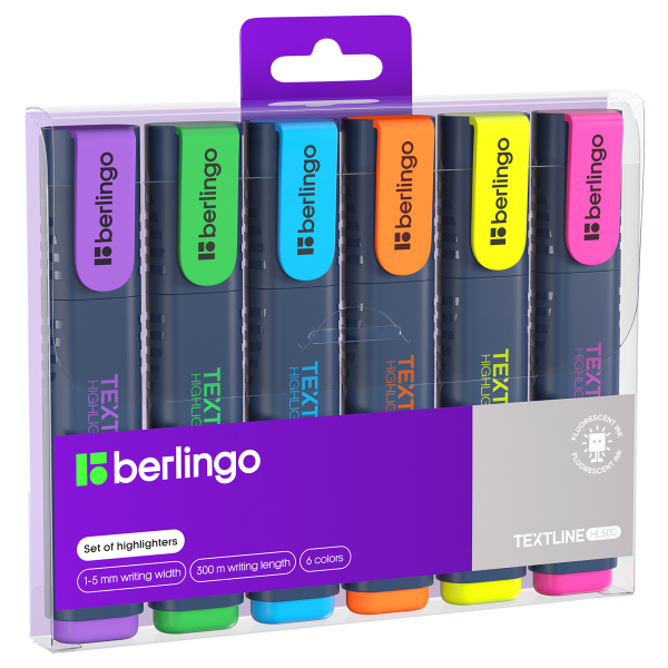 Набор текстовыделителей Berlingo "Textline HL500" 06цв., 1-5мм, чехол с европодвесом T7030 241044 - МСК «Форвард»