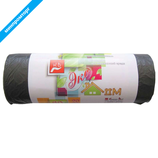 Мешки д/мусора 60л, черные, в рулоне 20шт, ПНД, 7мкм, 60х70см, ЭКОНОМ,КОНЦЕПЦИЯ БЫТА "ЭкоДом", 601349