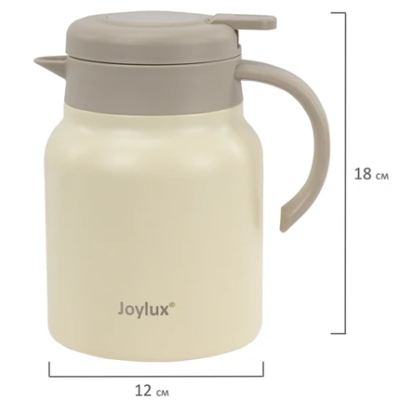 Чайник-термос 1 л JOYLUX (ДЖОЙЛЮКС) COFFEE BREAK, нержавеющая сталь SUS304, заварник/сито, бежевый матовый, 700329 - МСК «Форвард»