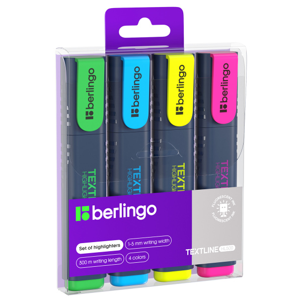 Набор текстовыделителей Berlingo "Textline HL500" 04цв., 1-5мм, европодвес T7020 241043 - МСК «Форвард»