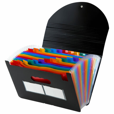 Папка-органайзер для бумаг и документов на резинке, 25 отделений, BRAUBERG DOCS, А4, черная, 271151 - МСК «Форвард»