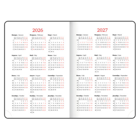 Ежедневник датированный 2026 А5 138х213 мм, BRAUBERG "State", под кожу, красный, 117414 - МСК «Форвард»