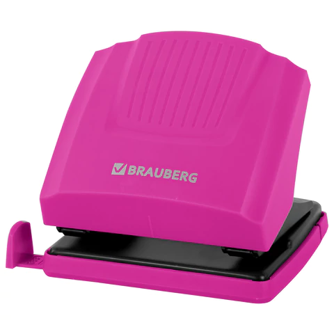 Дырокол BRAUBERG "SUPER", до 30 листов, цвет маджента и черный, 272745 - МСК «Форвард»