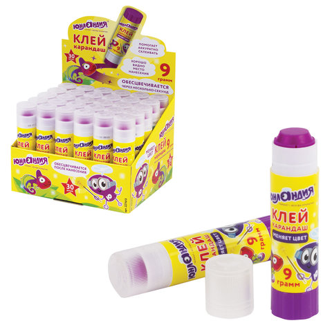 Клей-карандаш ЮНЛАНДИЯ "ЮНЛАНДИК И ХАМЕЛЕОН" 9 г, обесцвечивающийся после высыхания, 227613