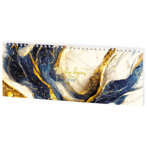 Планинг датированный 2026 285х112 мм, STAFF, гребень, картонная обложка, 64 л., "Мрамор", 117364 - МСК «Форвард»