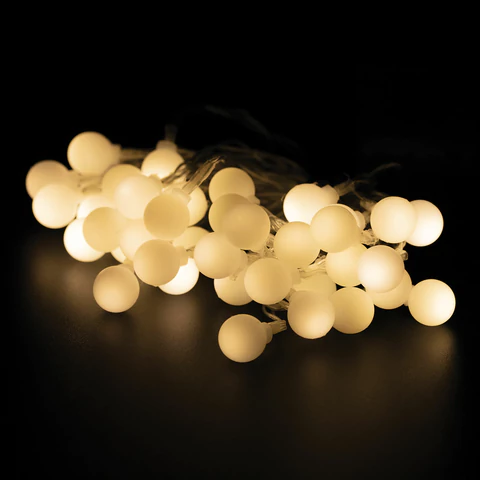 Электрогирлянда-нить комнатная "Шарики", 6 м, 40 LED, теплый белый, на батарейках, ЗОЛОТАЯ СКАЗКА, 591730 - МСК «Форвард»