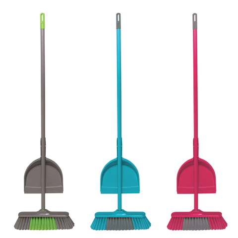 Щетка для уборки с черенком 110см, КОМПЛЕКТ с совком, шир. 32см, щетина 7см, еврорезьба, YORK Tandem 604605