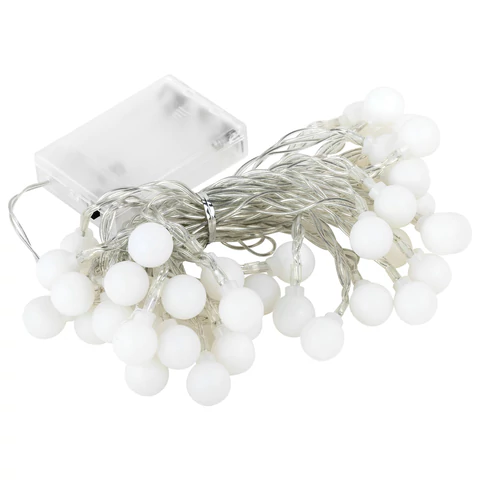 Электрогирлянда-нить комнатная "Шарики", 6 м, 40 LED, теплый белый, на батарейках, ЗОЛОТАЯ СКАЗКА, 591730 - МСК «Форвард»