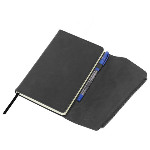 Ежедневник датированный 2026, А5, 145х213 мм, BRAUBERG "Jacket", под кожу, клапан, держатель, серый, 117403 - МСК «Форвард»