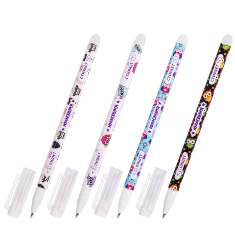 Ручка стираемая гелевая ЮНЛАНДИЯ "Совята", СИНЯЯ, корпус ассорти, узел 0,5мм, линия 0,35мм, 143658