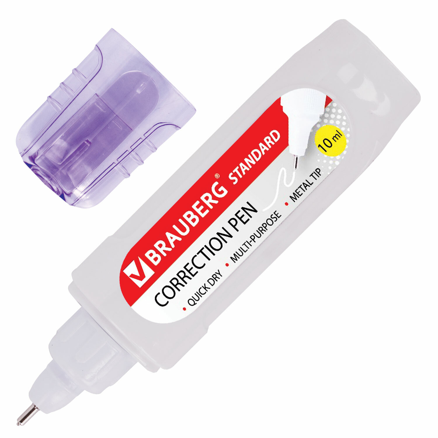 Ручка-корректор BRAUBERG 10мл, метал. наконечник, в упаковке с подвесом, 222059