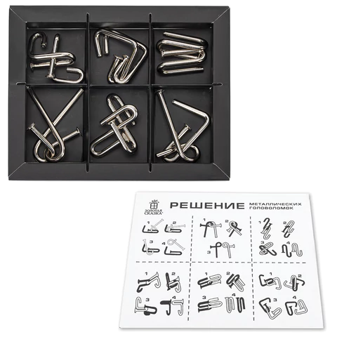 Головоломки металлические большие ЗОЛОТАЯ СКАЗКА, набор 6 штук, ГВОЗДИ, 664925 - МСК «Форвард»