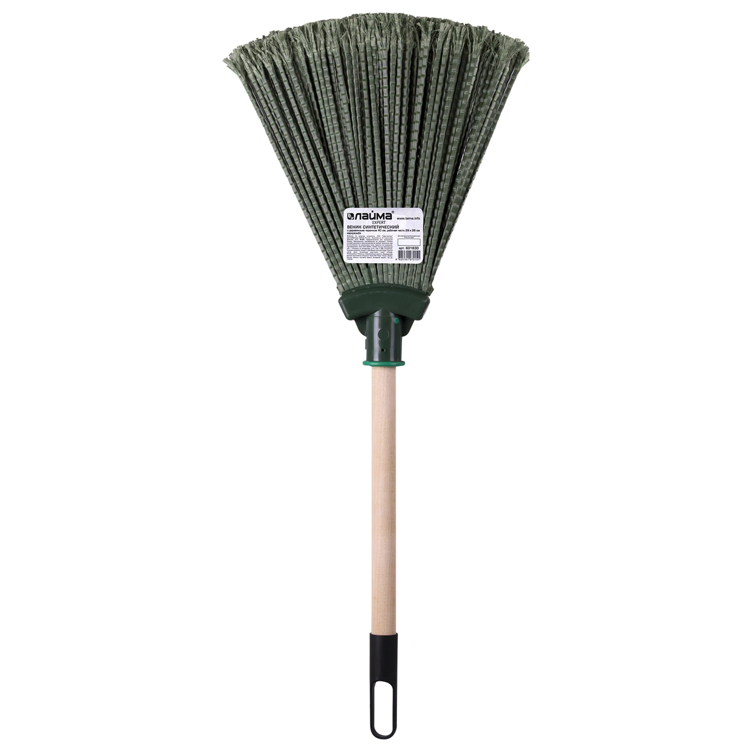 Веник синтетический веерный 29х26см, деревянный черенок 40см, еврорезьба, LAIMA EXPERT, 601830