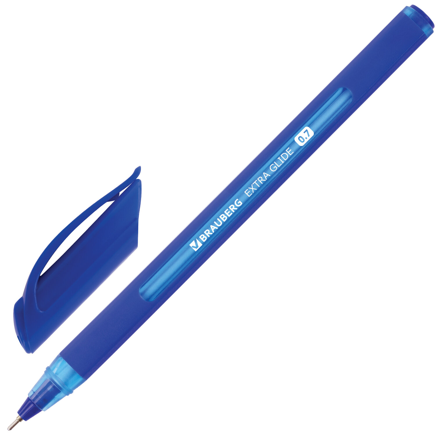 Ручка шариковая масляная BRAUBERG Extra Glide Soft Blue, СИНЯЯ, 0,7мм, линия 0,35мм, 142926