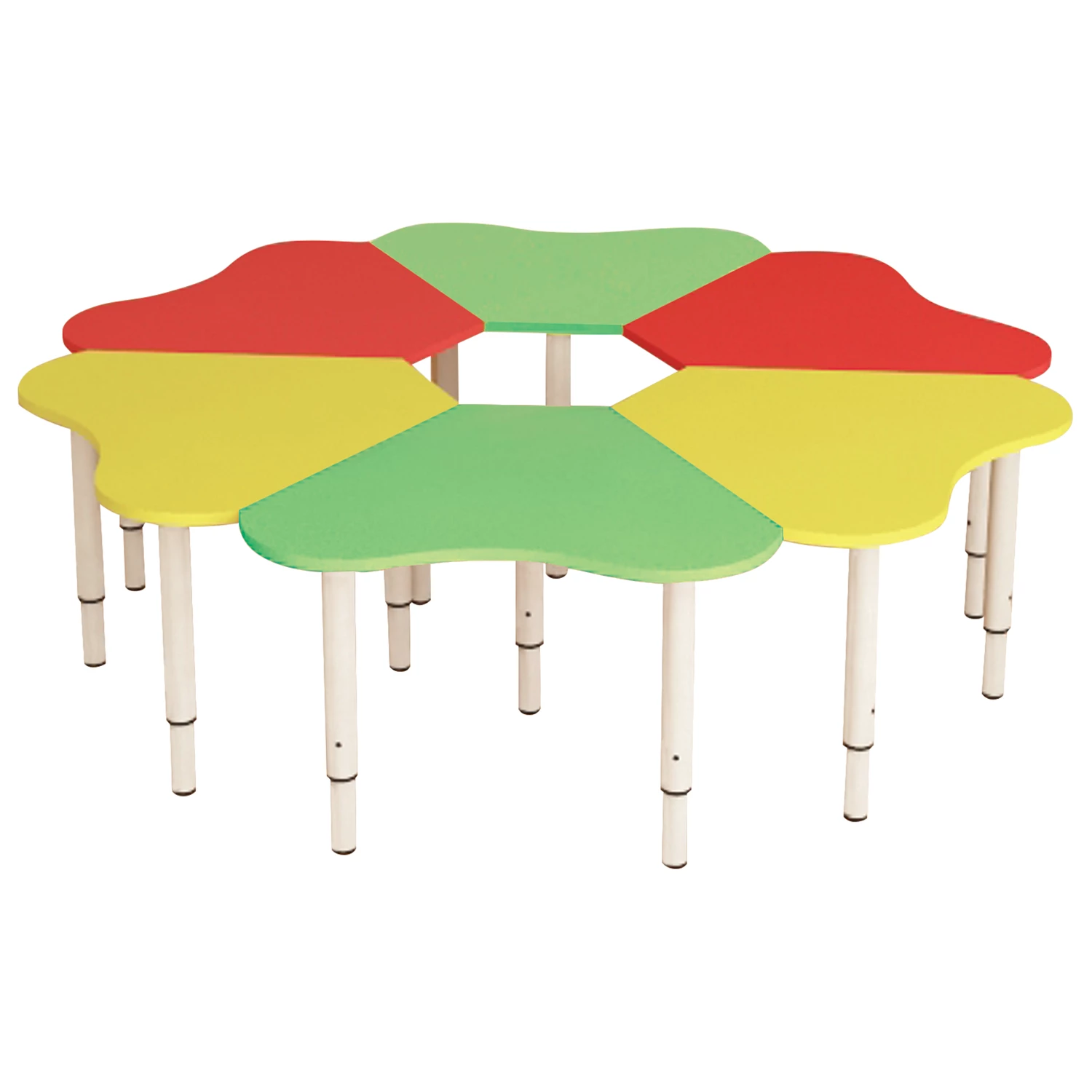 Стол детский "Ромашка" 6 лепестков (ш1300*г1300*в400-580мм), рост 0-3 (85-145см), 3 цвета, 531102 под заказ