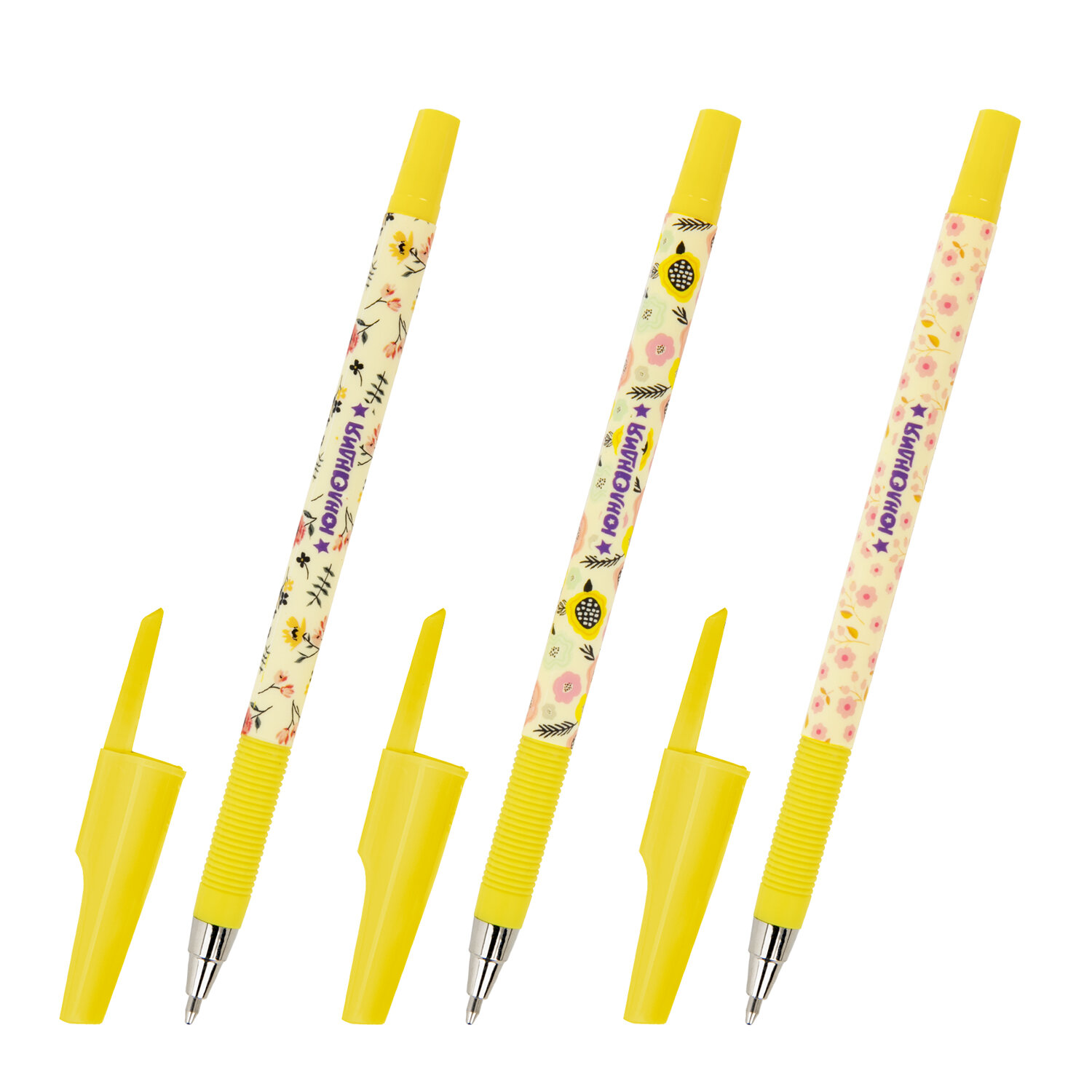 Ручка шариковая ЮНЛАНДИЯ "FLOWERS", синяя, SOFT-TOUCH покрытие, узел 0,7 мм, линия 0,35мм, 143732