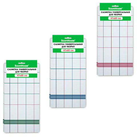 Салфетка универсальная, ХЛОПОК, 47х65 см, КОМПЛЕКТ 12ШТ белая клетка, легкий цветной контур, ассорти, BOOMHOUSE (БУМХАУС), 700886