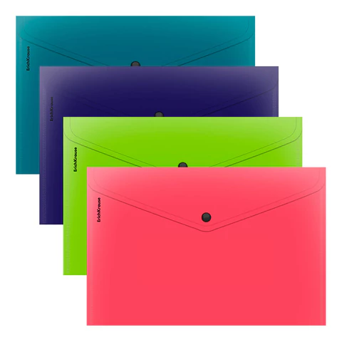 Папка-конверт с кнопкой ERICH KRAUSE "Soft Reef", A4, до 120 листов, непрозрачная, ассорти, 0,18 мм, 62956 273967 - МСК «Форвард»