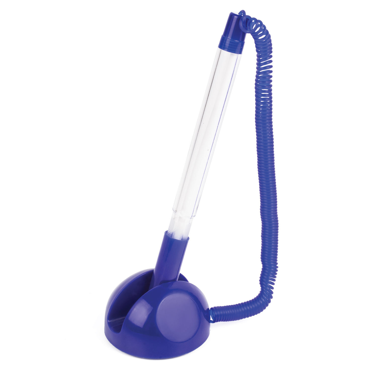 Ручка шариковая настольная BRAUBERG Стенд-Пен, СИНЯЯ, пружинка, корпус синий, 0,5мм, 140195