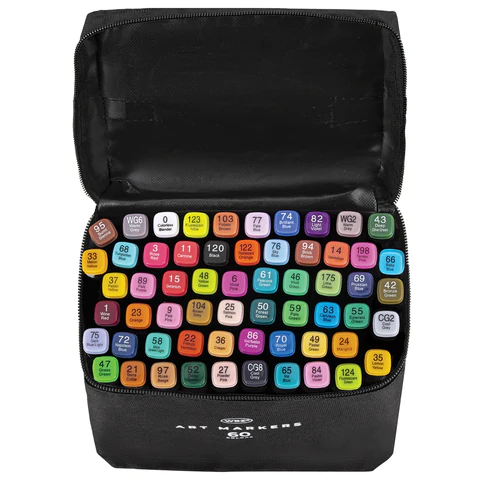 Маркеры для скетчинга двусторонние, НАБОР 60 шт., текстильный чехол, WBZ (ВБЗ), 152574 - МСК «Форвард»