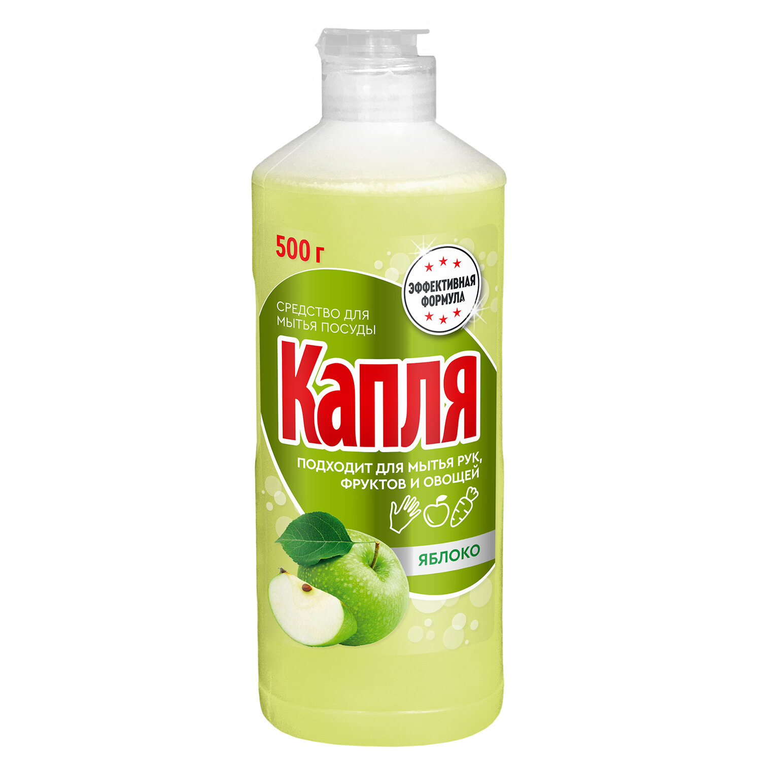 Средство для мытья посуды 500мл КАПЛЯ VOX активный кислород, "Яблоко", 1558 600596