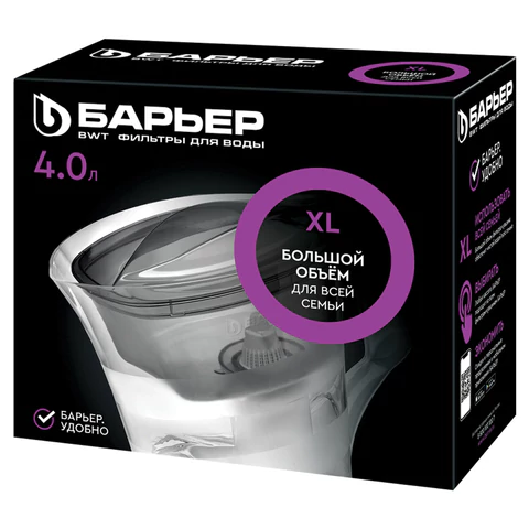 Кувшин-фильтр для очистки воды БАРЬЕР "Твист", 4 л, со сменной кассетой, зеленый, В172Р00 605413 - МСК «Форвард»