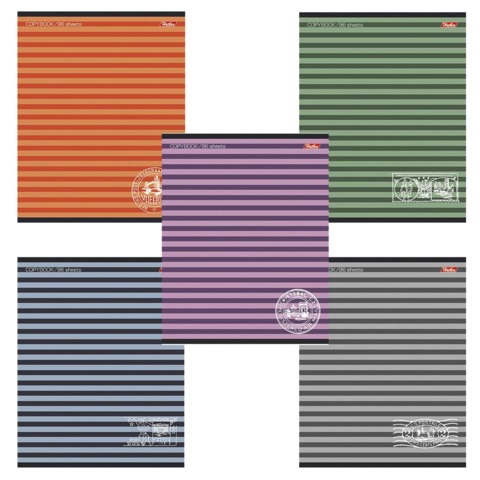 Тетрадь А5 96л. HATBER скоба, линия, обложка картон, ПОЛОСОЧКИ (5 видов), 96Т5B2 T150306 402382