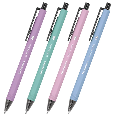 Ручка шариковая автоматическая BRAUBERG "VIVID PASTEL", корпус soft-touch, СИНЯЯ, пишущий узел 0,7 мм, линия письма 0,35 мм, 144404 - МСК «Форвард»