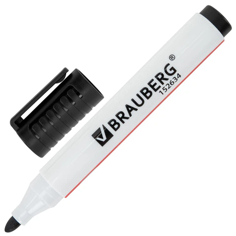 Маркер стираемый для белой доски ЧЕРНЫЙ, BRAUBERG "ULTRA WHITEBOARD MARKER", 3 мм, с клипом, 152634 - МСК «Форвард»