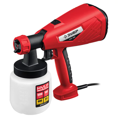Краскопульт сетевой, 500 Вт, 0,8 л, краскоперенос 800 мл/мин, сопло 2,6 мм, ЗУБР КПЭ-500 671101