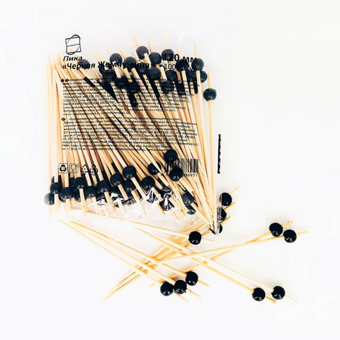 Пики для канапе бамбуковые "Жемчужина Черная", 12 см, 100 шт., КП, 138292 700675 - МСК «Форвард»