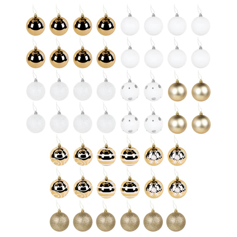 Шары елочные НАБОР 50 предметов "Новогодняя Сказка", пластик, золото/белый, ЗОЛОТАЯ СКАЗКА, 592593 - МСК «Форвард»