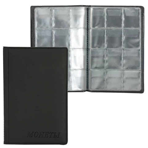 Альбом д/монет 115х170х10 мм, для 96 монет, 8 листов (карманы 33*38мм), М9-01 235864