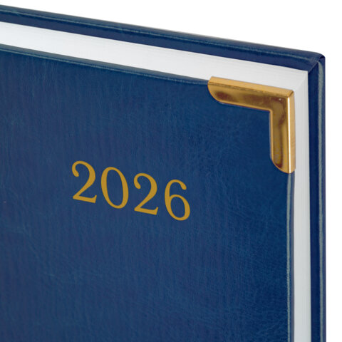 Ежедневник датированный 2026, А5, 138x213 мм, BRAUBERG "Senator", под кожу, синий, 117091 - МСК «Форвард»